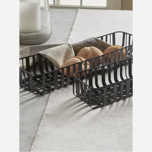 Spencer Oval Baskets – Set of 2 Black Metal Storage & Serving Trays - Picture 1 of 5